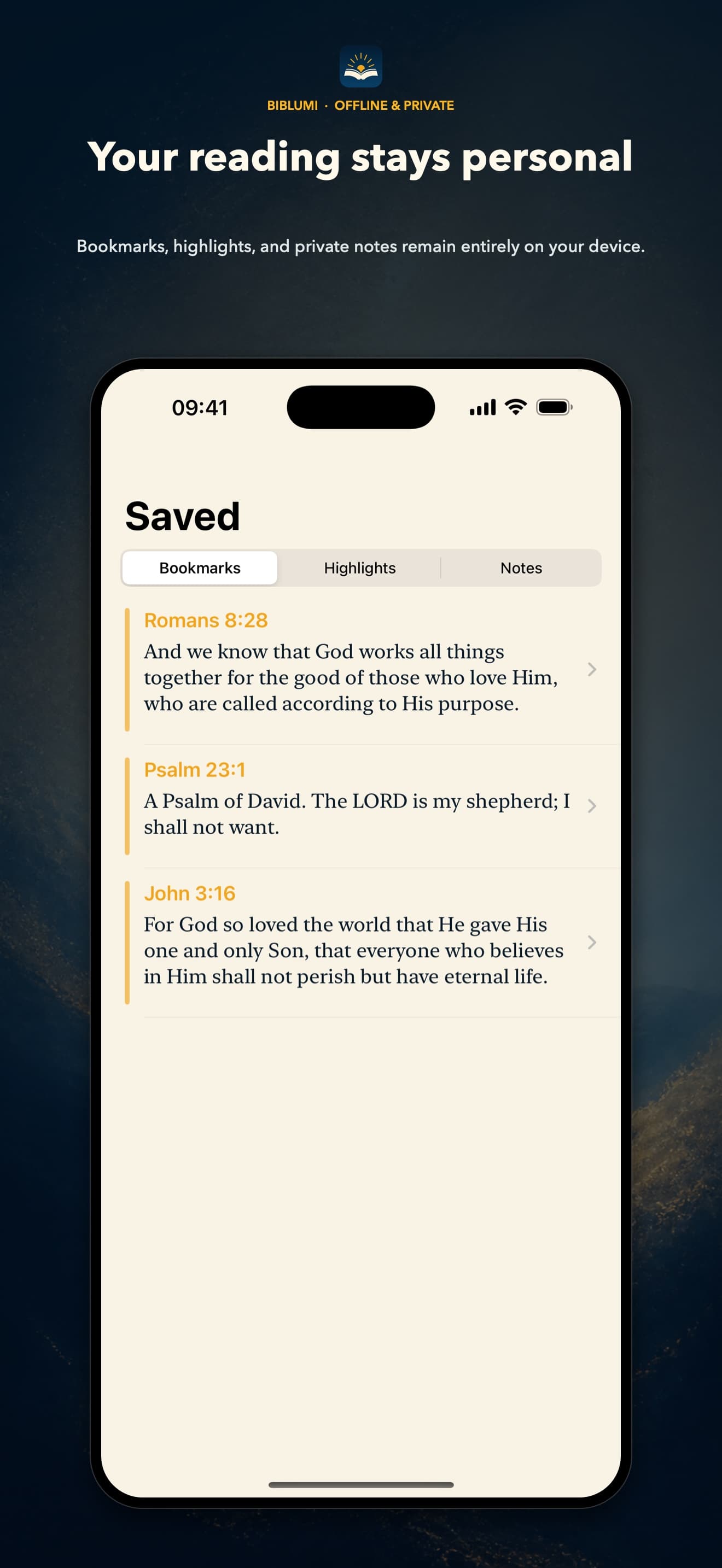 Biblumi saved verses and notes