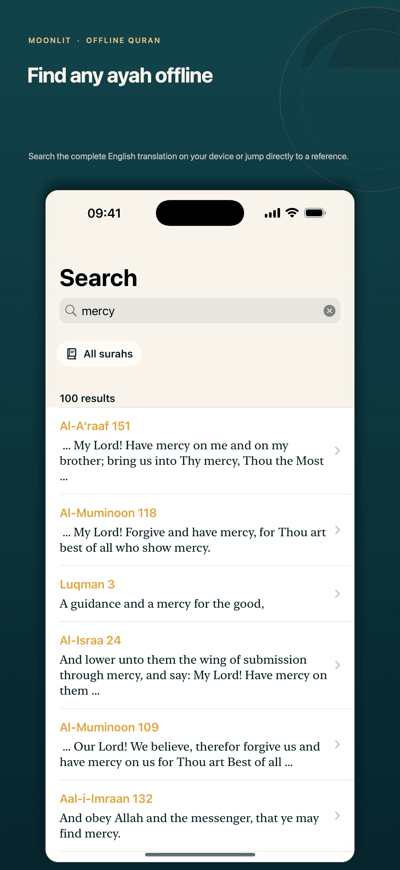 Moonlit offline Quran search